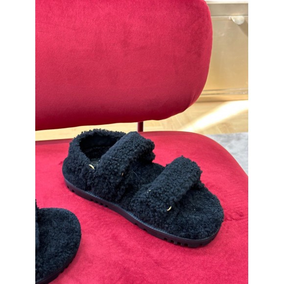 Dior Dioract Sandals In Black Shearling Dior Dioract Sandals In Black Shearling