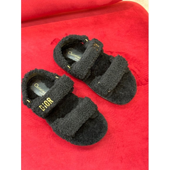 Dior Dioract Sandals In Black Shearling Dior Dioract Sandals In Black Shearling