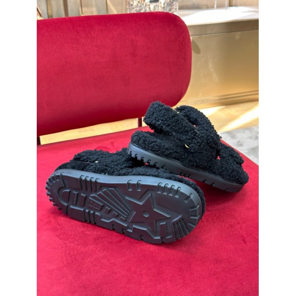 Dior Dioract Sandals In Black Shearling Dior Dioract Sandals In Black Shearling
