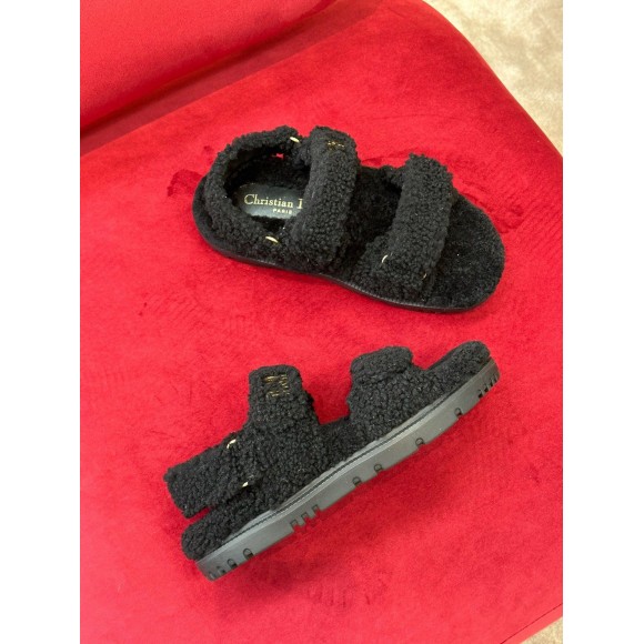 Dior Dioract Sandals In Black Shearling Dior Dioract Sandals In Black Shearling