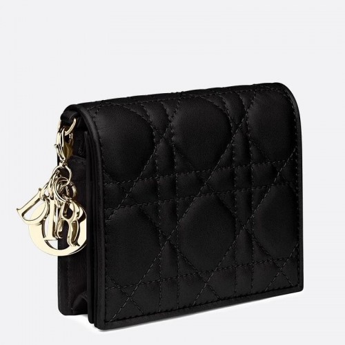 Dior Mini Lady Dior Wallet In Black Cannage Lambskin Dior Mini Lady Dior Wallet In Black Cannage Lambskin