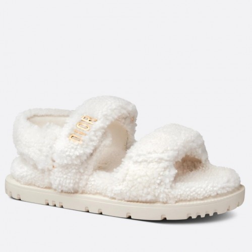 Dior Dioract Sandals In White Shearling Dior Dioract Sandals In White Shearling