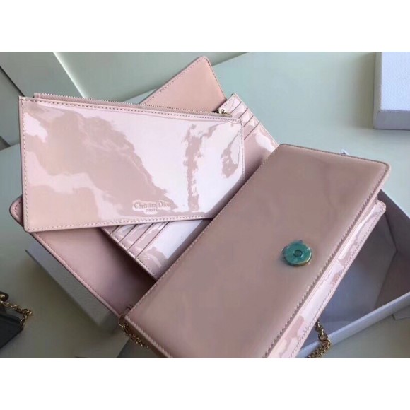 Dior Lady Dior Chain Pouch In Pink Patent Cannage Calfskin Dior Lady Dior Chain Pouch In Pink Patent Cannage Calfskin