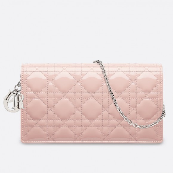 Dior Lady Dior Chain Pouch In Pink Patent Cannage Calfskin Dior Lady Dior Chain Pouch In Pink Patent Cannage Calfskin