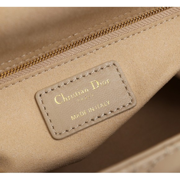 Dior Lady Dior Medium Bag in Beige Lambskin with Enamel Charm Dior Lady Dior Medium Bag in Beige Lambskin with Enamel Charm
