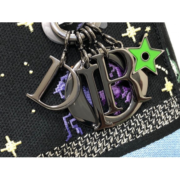 Dior Lady D-Lite Medium Bag In Black Pixel Zodiac Embroidery Dior Lady D-Lite Medium Bag In Black Pixel Zodiac Embroidery