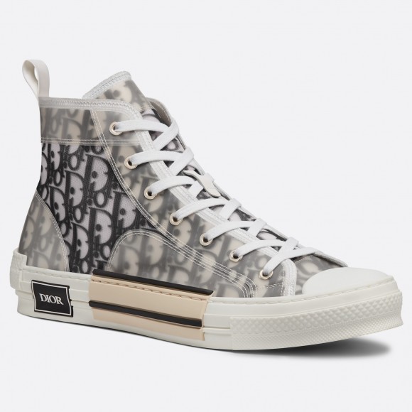 Dior Men's B23 High-top Sneakers In White and Black Oblique Canvas Dior Men's B23 High-top Sneakers In White and Black Oblique Canvas
