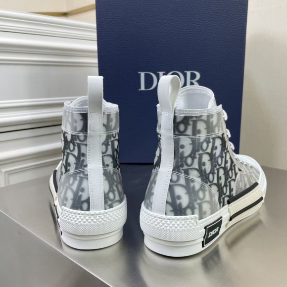Dior Men's B23 High-top Sneakers In White and Black Oblique Canvas Dior Men's B23 High-top Sneakers In White and Black Oblique Canvas