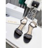 Dior Dway Heeled Sandals In Black Cotton with Strass