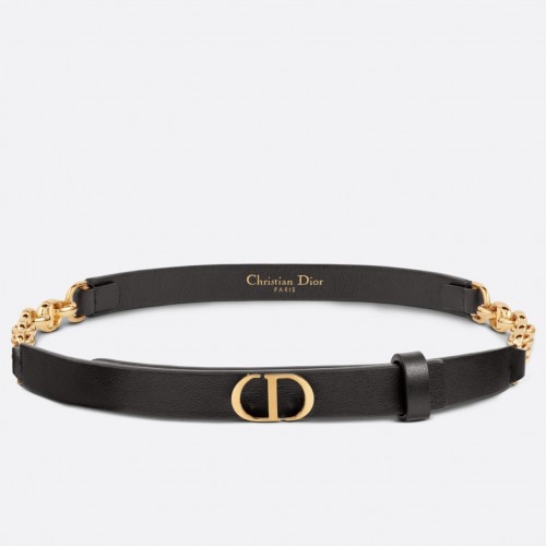 Dior Caro 15MM Belt in Black Calfskin and Chain Dior Caro 15MM Belt in Black Calfskin and Chain