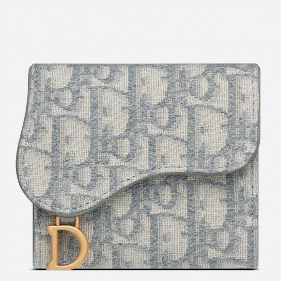 Dior Saddle Lotus Wallet In Grey Oblique Jacquard Dior Saddle Lotus Wallet In Grey Oblique Jacquard