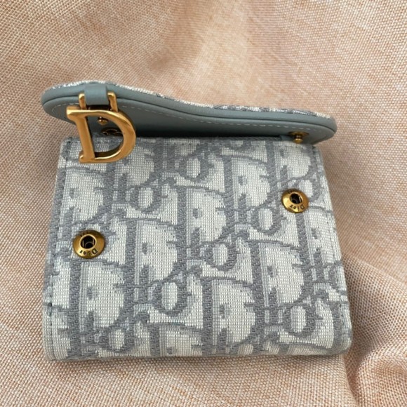 Dior Saddle Lotus Wallet In Grey Oblique Jacquard Dior Saddle Lotus Wallet In Grey Oblique Jacquard