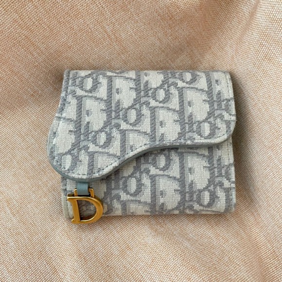 Dior Saddle Lotus Wallet In Grey Oblique Jacquard Dior Saddle Lotus Wallet In Grey Oblique Jacquard