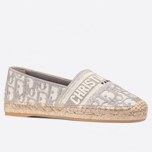 Dior Granville Espadrilles In Grey Oblique Embroidered Cotton Dior Granville Espadrilles In Grey Oblique Embroidered Cotton