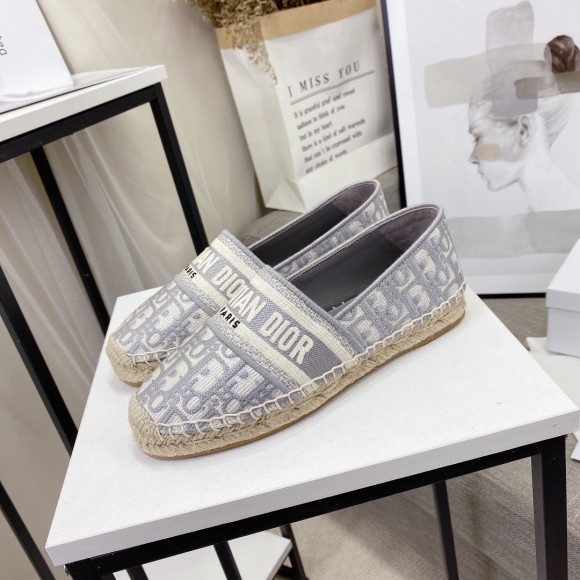 Dior Granville Espadrilles In Grey Oblique Embroidered Cotton Dior Granville Espadrilles In Grey Oblique Embroidered Cotton