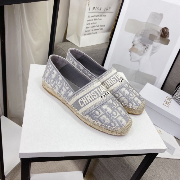 Dior Granville Espadrilles In Grey Oblique Embroidered Cotton Dior Granville Espadrilles In Grey Oblique Embroidered Cotton