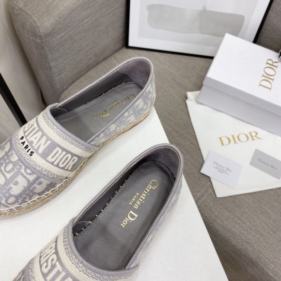 Dior Granville Espadrilles In Grey Oblique Embroidered Cotton Dior Granville Espadrilles In Grey Oblique Embroidered Cotton