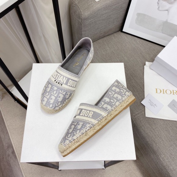 Dior Granville Espadrilles In Grey Oblique Embroidered Cotton Dior Granville Espadrilles In Grey Oblique Embroidered Cotton