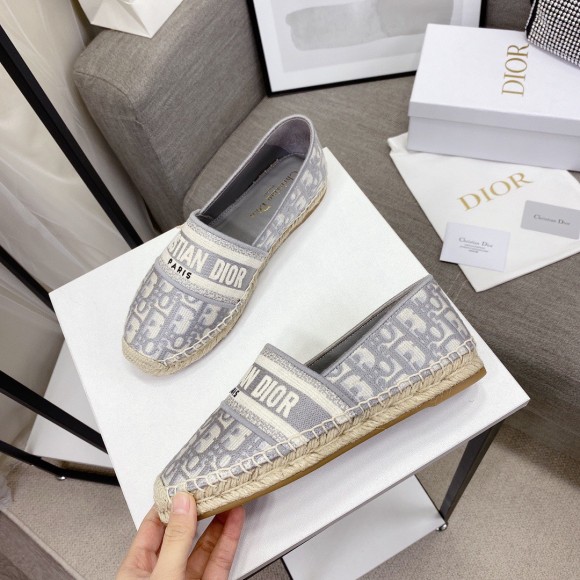 Dior Granville Espadrilles In Grey Oblique Embroidered Cotton Dior Granville Espadrilles In Grey Oblique Embroidered Cotton