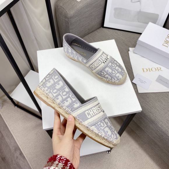 Dior Granville Espadrilles In Grey Oblique Embroidered Cotton Dior Granville Espadrilles In Grey Oblique Embroidered Cotton
