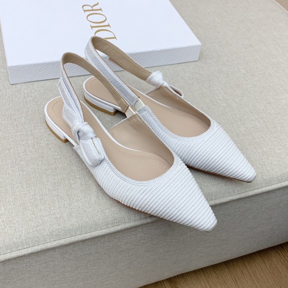 Dior J'Adior Slingback Ballerina Flats In White Technical Canvas Dior J'Adior Slingback Ballerina Flats In White Technical Canvas