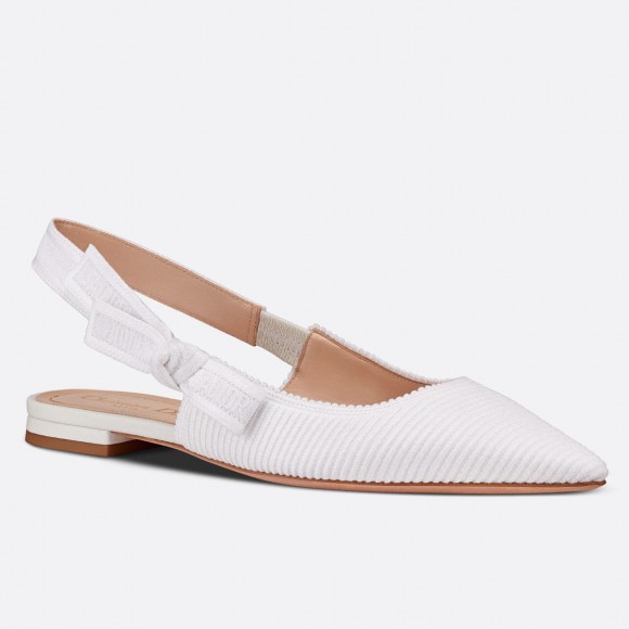 Dior J'Adior Slingback Ballerina Flats In White Technical Canvas Dior J'Adior Slingback Ballerina Flats In White Technical Canvas
