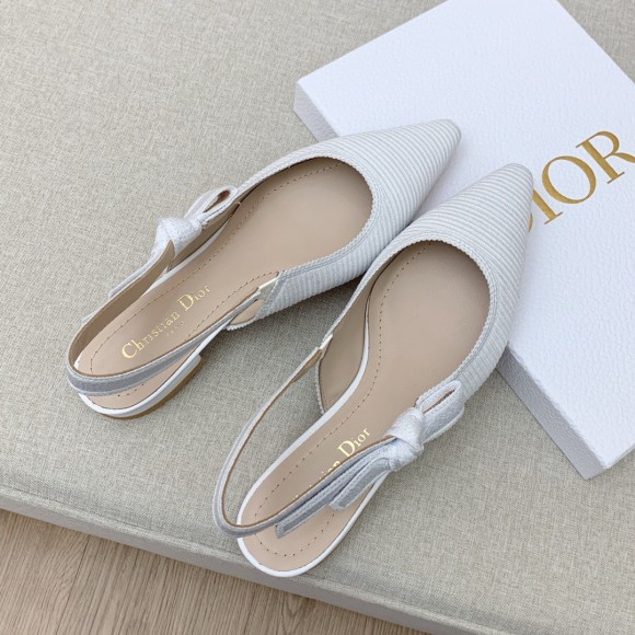 Dior J'Adior Slingback Ballerina Flats In White Technical Canvas Dior J'Adior Slingback Ballerina Flats In White Technical Canvas