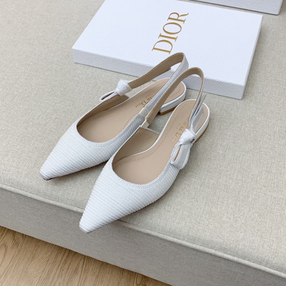 Dior J'Adior Slingback Ballerina Flats In White Technical Canvas Dior J'Adior Slingback Ballerina Flats In White Technical Canvas