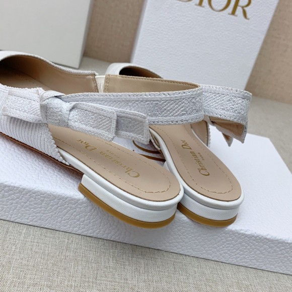Dior J'Adior Slingback Ballerina Flats In White Technical Canvas Dior J'Adior Slingback Ballerina Flats In White Technical Canvas