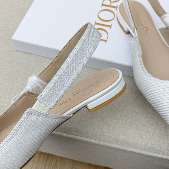 Dior J'Adior Slingback Ballerina Flats In White Technical Canvas Dior J'Adior Slingback Ballerina Flats In White Technical Canvas