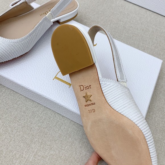 Dior J'Adior Slingback Ballerina Flats In White Technical Canvas Dior J'Adior Slingback Ballerina Flats In White Technical Canvas