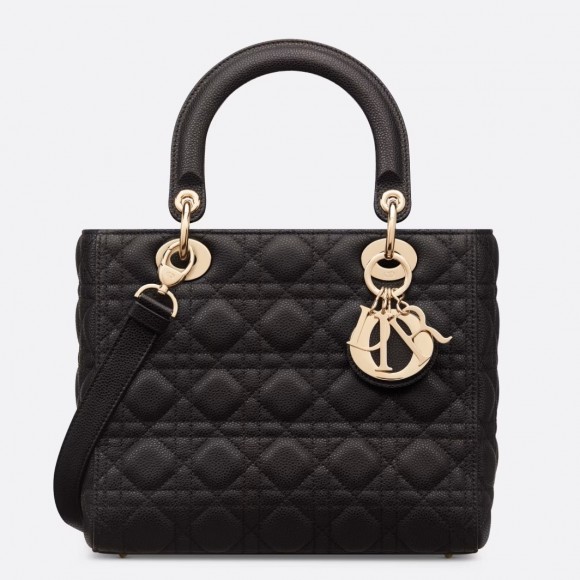 Dior Lady Dior Medium Bag in Noir Grained Calfskin Dior Lady Dior Medium Bag in Noir Grained Calfskin