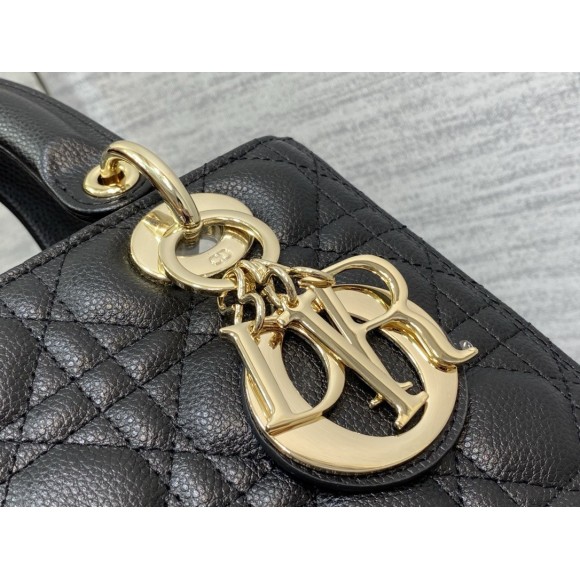 Dior Lady Dior Medium Bag in Noir Grained Calfskin Dior Lady Dior Medium Bag in Noir Grained Calfskin