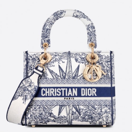 Dior Lady D-Lite Medium Bag In Blue Multicolor Rêve d'Infini Embroidery Dior Lady D-Lite Medium Bag In Blue Multicolor Rêve d'Infini Embroidery