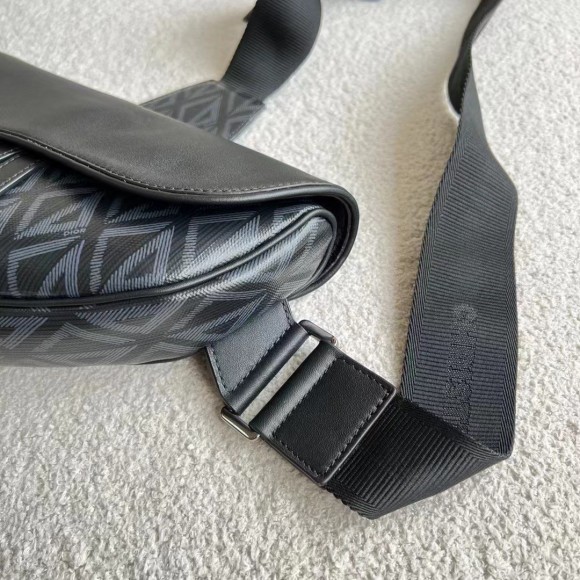 Dior Men's Saddle Bag In Black CD Diamond Canvas Dior Men's Saddle Bag In Black CD Diamond Canvas