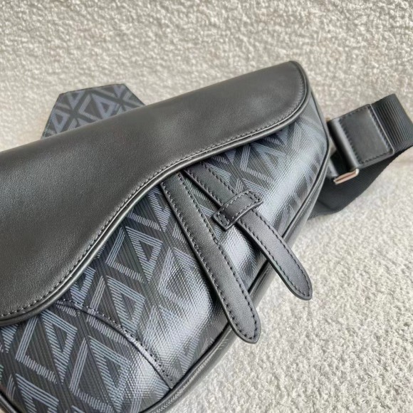Dior Men's Saddle Bag In Black CD Diamond Canvas Dior Men's Saddle Bag In Black CD Diamond Canvas