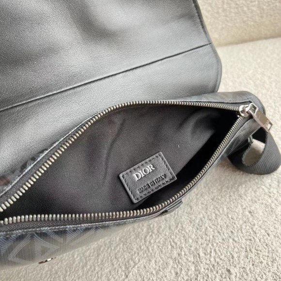 Dior Men's Saddle Bag In Black CD Diamond Canvas Dior Men's Saddle Bag In Black CD Diamond Canvas