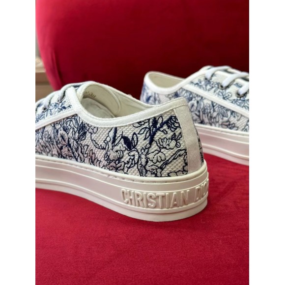 Dior Walk'n'Dior Sneakers In Blue Jardin d'Hiver Embroidered Cotton Dior Walk'n'Dior Sneakers In Blue Jardin d'Hiver Embroidered Cotton