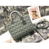 Dior Lady Dior Large Bag In Grey Ultramatte Cannage Calfskin