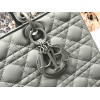 Dior Lady Dior Large Bag In Grey Ultramatte Cannage Calfskin