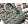 Dior Lady Dior Large Bag In Grey Ultramatte Cannage Calfskin