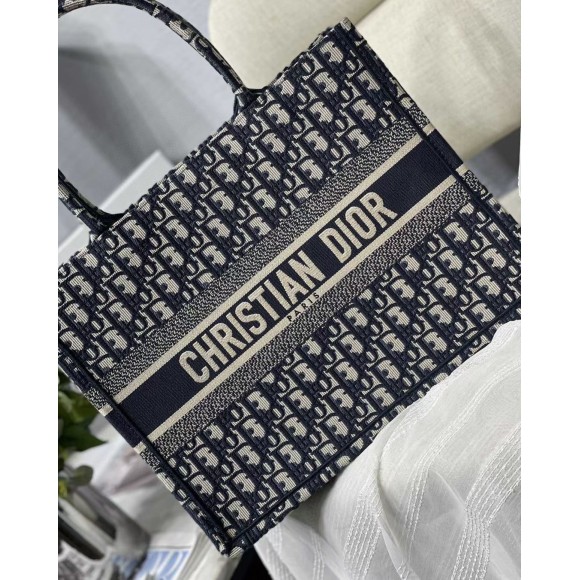 Dior Medium Book Tote Bag In Blue Dior Oblique Embroidery Dior Medium Book Tote Bag In Blue Dior Oblique Embroidery