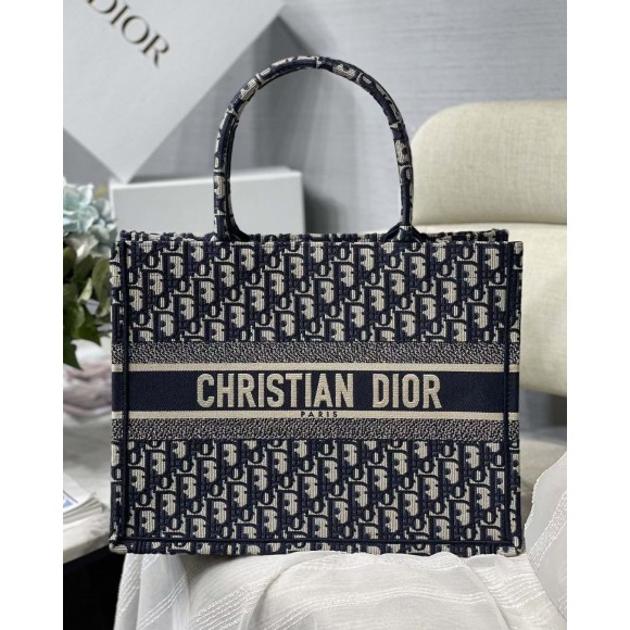 Dior Medium Book Tote Bag In Blue Dior Oblique Embroidery Dior Medium Book Tote Bag In Blue Dior Oblique Embroidery