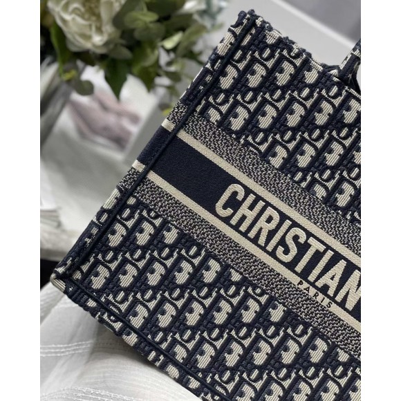 Dior Medium Book Tote Bag In Blue Dior Oblique Embroidery Dior Medium Book Tote Bag In Blue Dior Oblique Embroidery