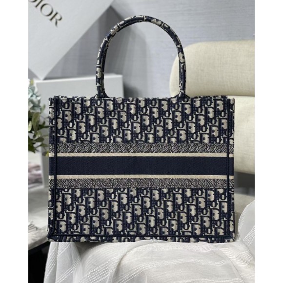 Dior Medium Book Tote Bag In Blue Dior Oblique Embroidery Dior Medium Book Tote Bag In Blue Dior Oblique Embroidery