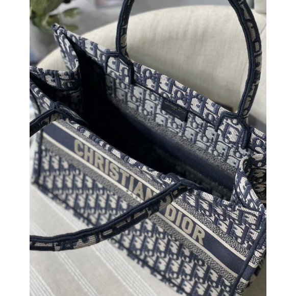 Dior Medium Book Tote Bag In Blue Dior Oblique Embroidery Dior Medium Book Tote Bag In Blue Dior Oblique Embroidery
