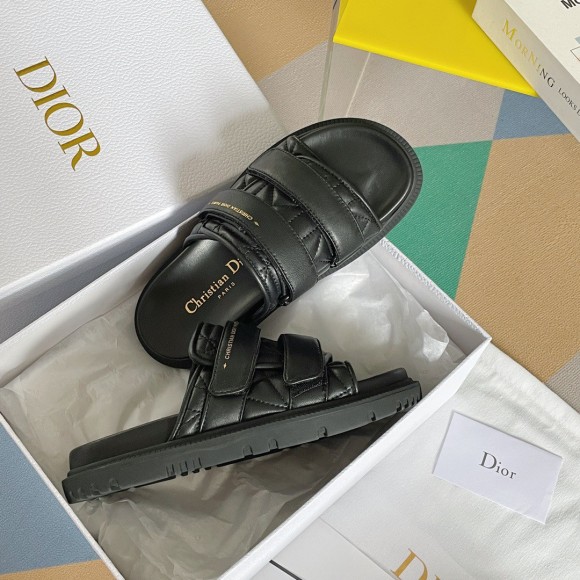 DIor Dio(r)evolution Slides Sandals In Black Cannage Calfskin DIor Dio(r)evolution Slides Sandals In Black Cannage Calfskin