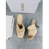 Dior D-Fame Heeled Sandals In Beige Pleated Lambskin