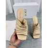 Dior D-Fame Heeled Sandals In Beige Pleated Lambskin