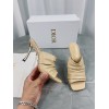 Dior D-Fame Heeled Sandals In Beige Pleated Lambskin